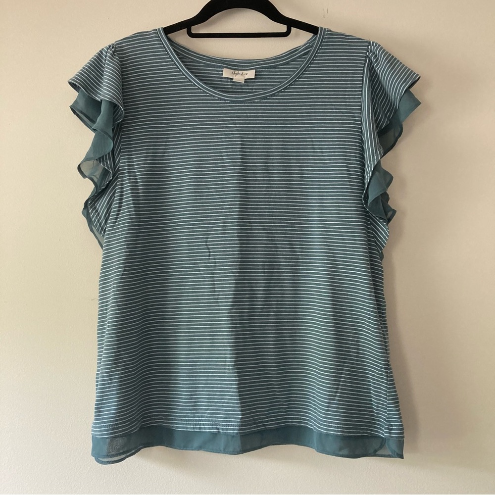 Style & Co. Striped Flutter Sleeve Knit Top